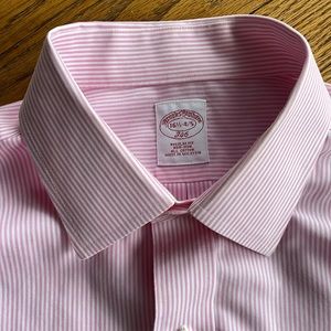 BROOKS BROTHERS | Pink White Striped Dress Shirt 16.5-4/5